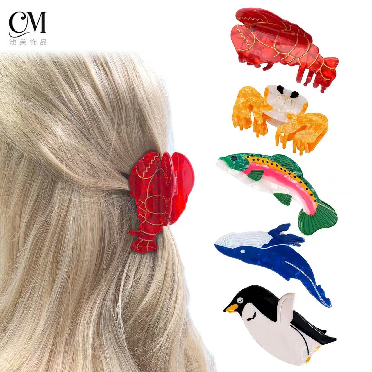 PAWSOME PETS NEW YORK Hand-painted OCEAN Claw Hair Clip | Eco-Friendly