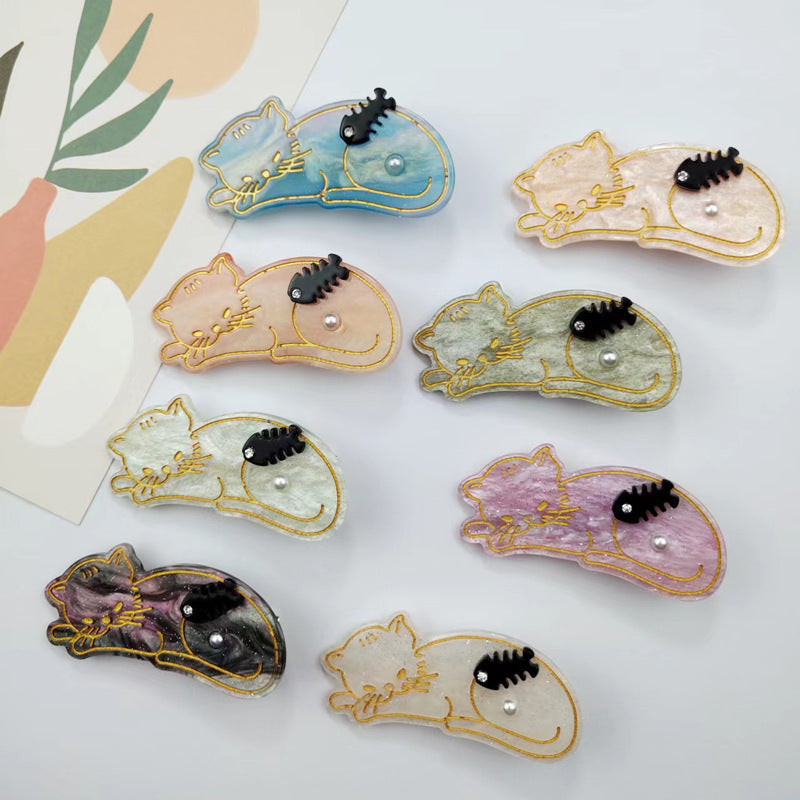 PAWSOME PETS NEW YORK Hand-painted Sleeping Cat Hair Clip all colors | Eco-Friendly
