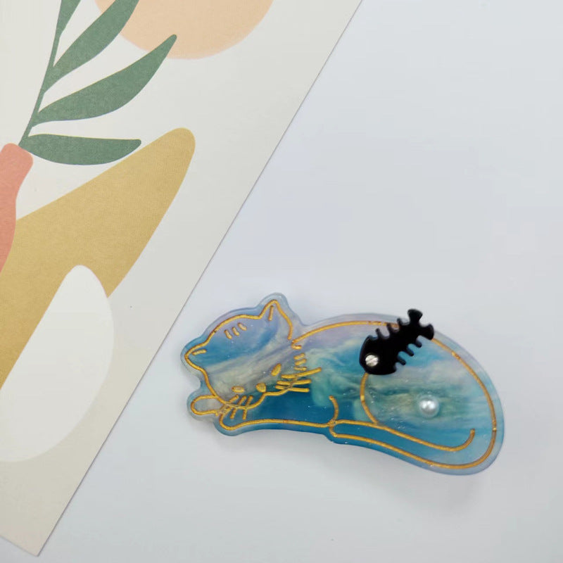 PAWSOME PETS NEW YORK Hand-painted Sleeping Cat Hair Clip all colors | Eco-Friendly