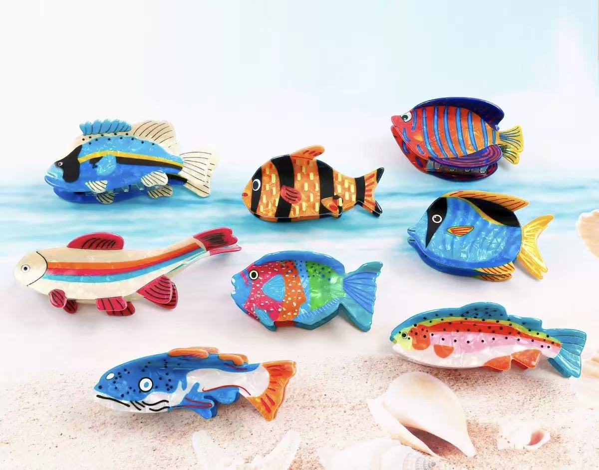 PAWSOME PETS NEW YORK Hand-painted OCEAN Claw Hair Clip | Eco-Friendly