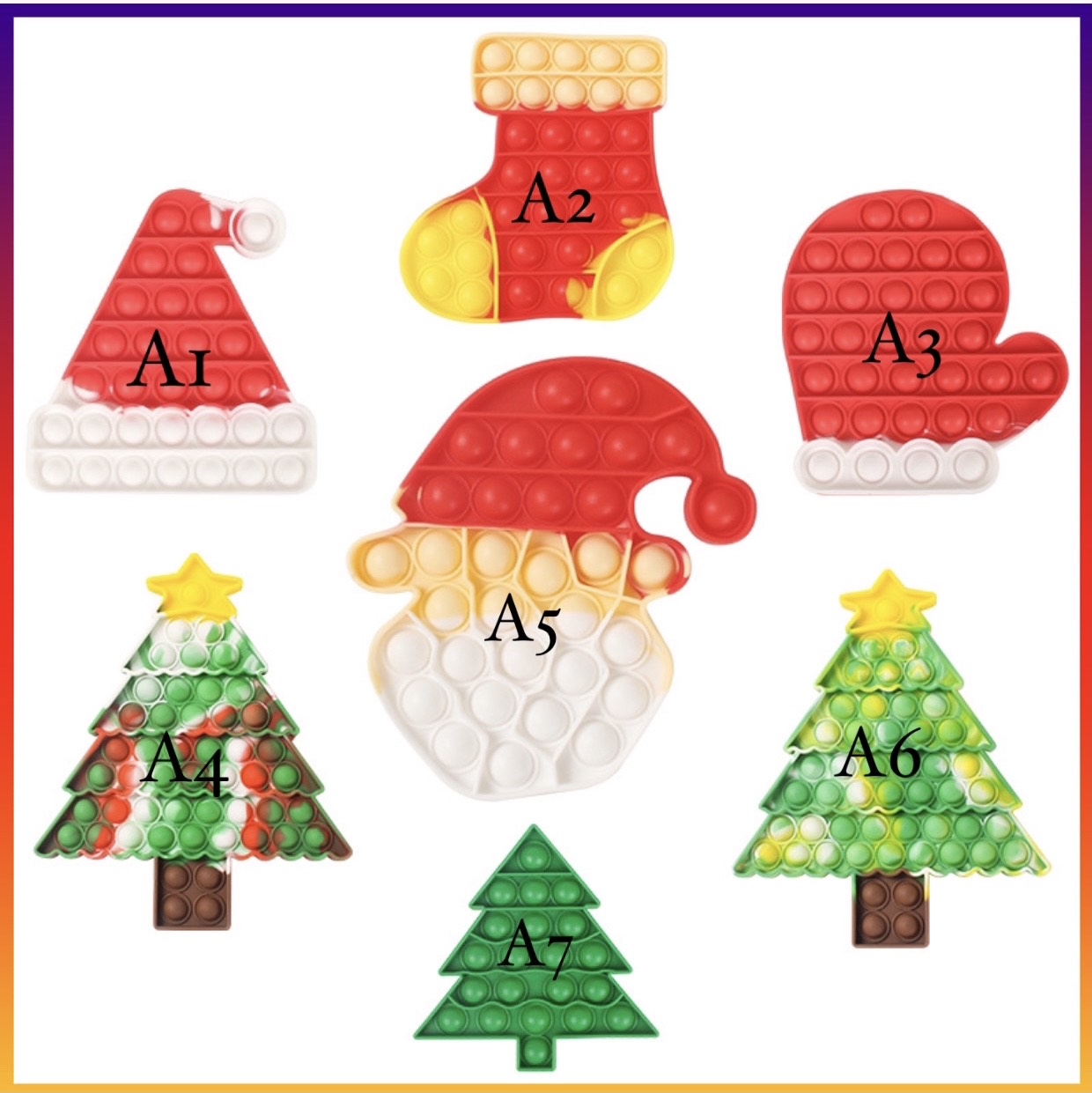 Jumbo Push Pop Fidget Sensory Toy- Christmas collection