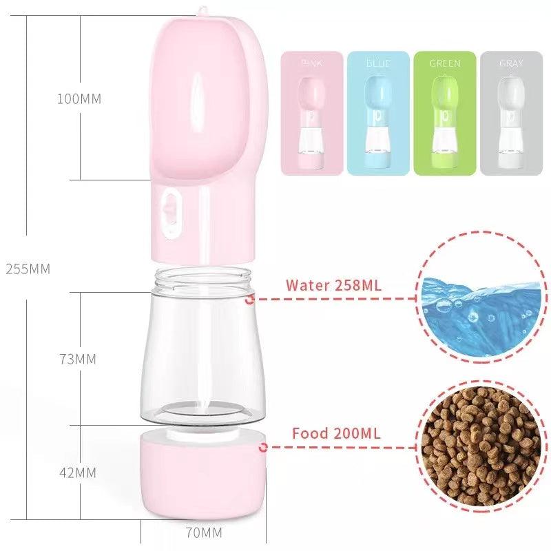 2 IN 1 PORTABLE PET FEEDER - PINK - Pawsomepetsnewyork