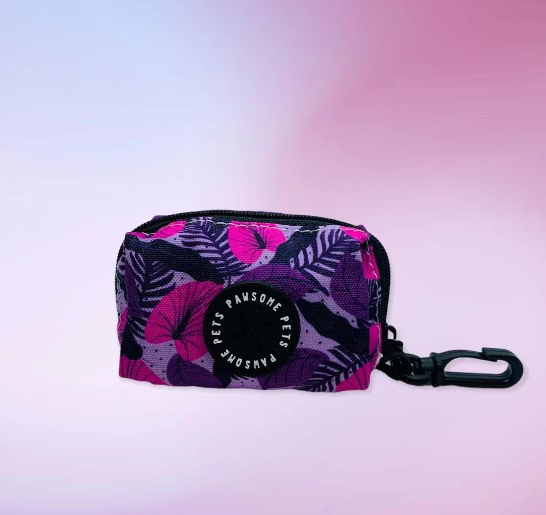 WASTE BAG HOLDER- HAWAII PURPLE FLORAL - Pawsomepetsnewyork