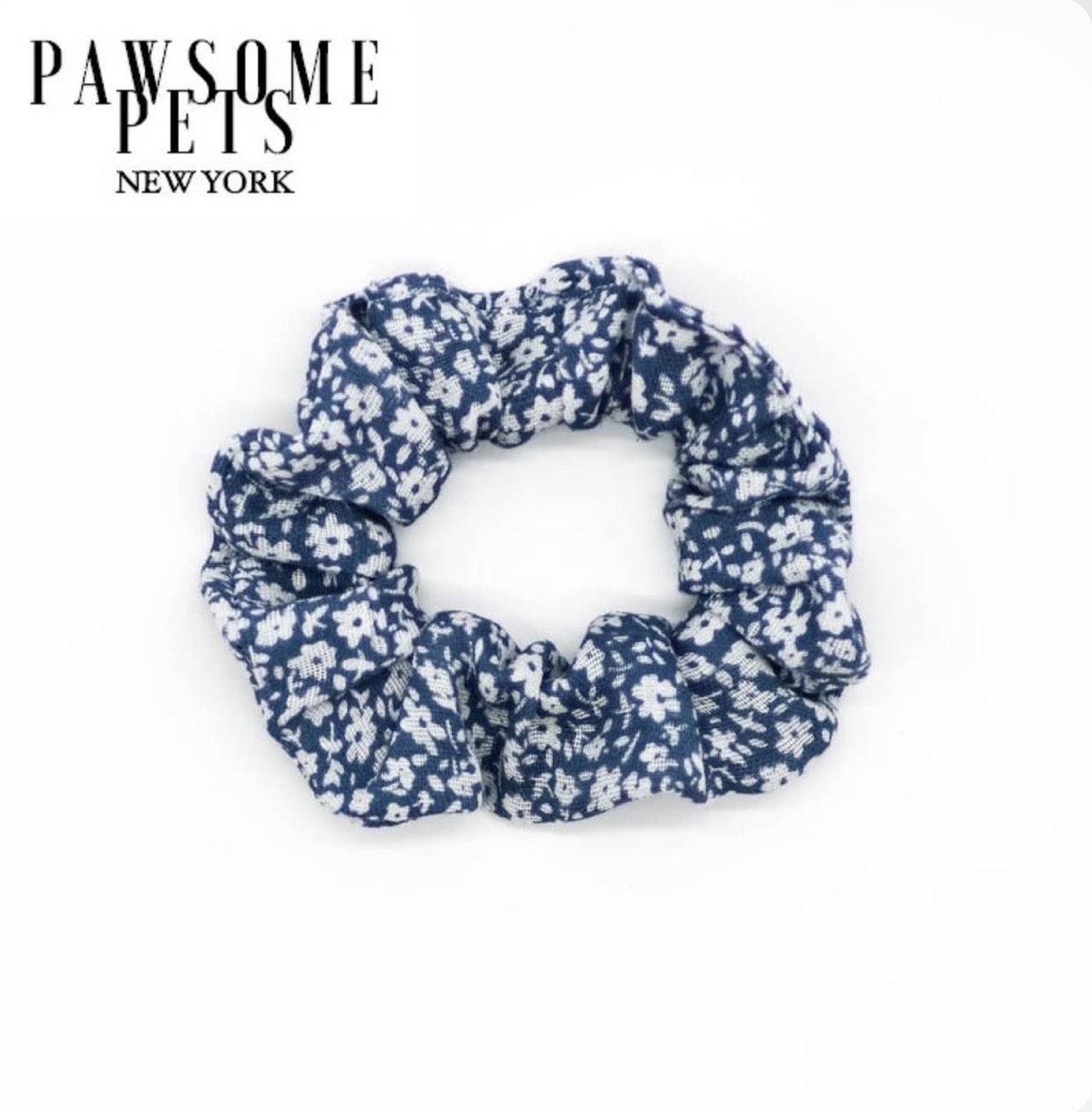 SCRUNCHIES - FLORAL BLUE - Pawsomepetsnewyork