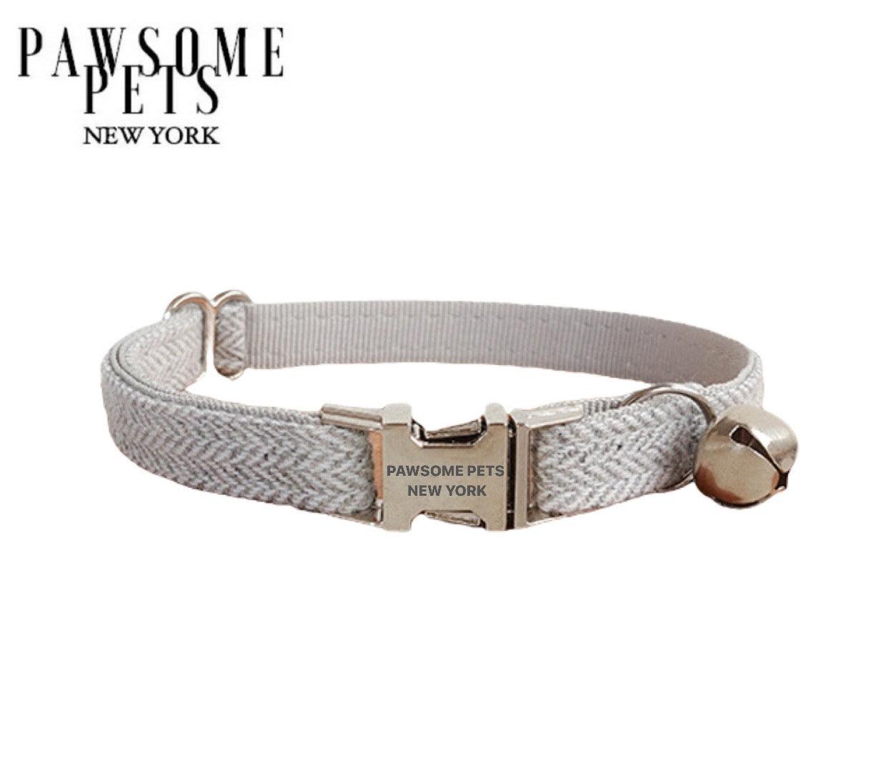 DOG & CAT COLLAR - SILVER GREY - Pawsomepetsnewyork