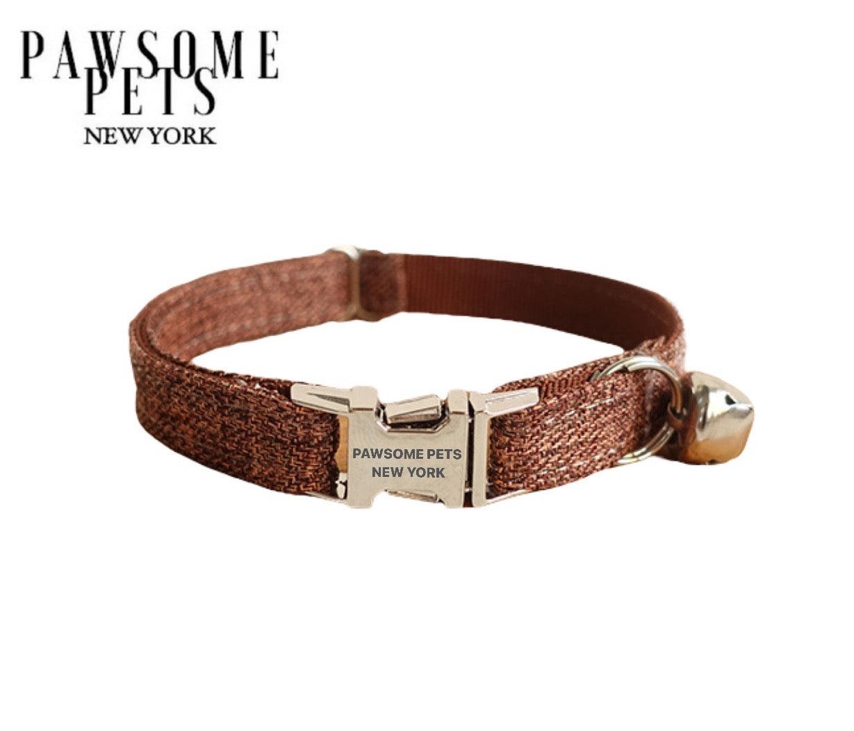 DOG & CAT COLLAR - CHESTNUT BROWN - Pawsomepetsnewyork