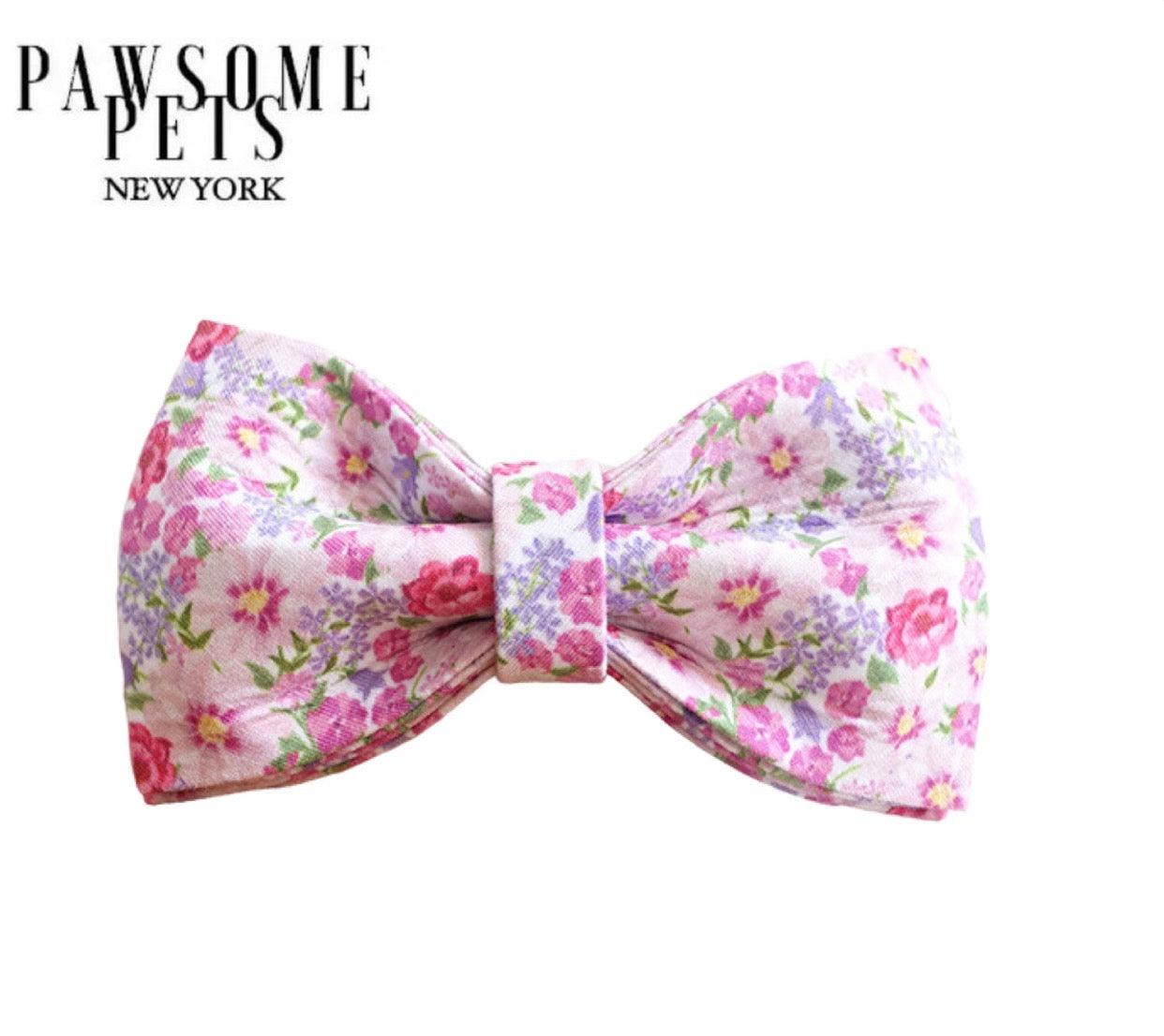 BOWTIE - PINK FLORAL - Pawsomepetsnewyork