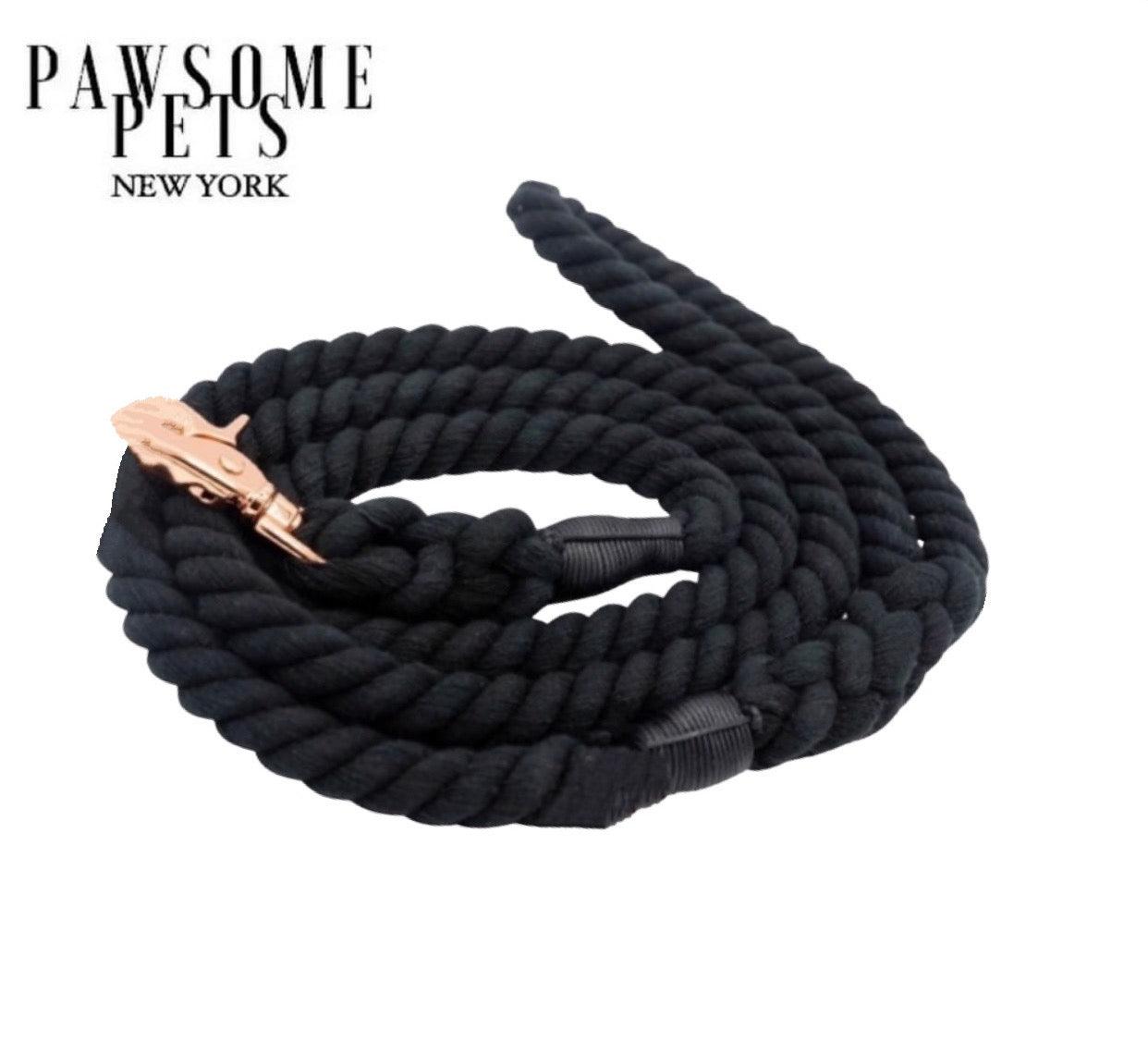 ROPE LEASH - NOIR - Pawsomepetsnewyork