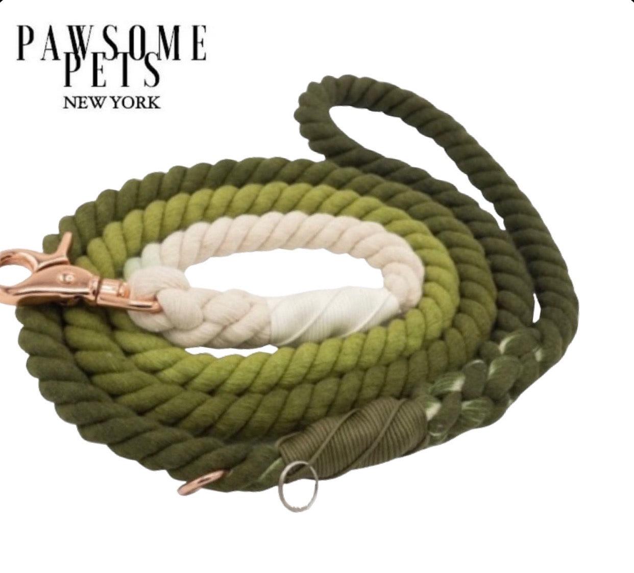 ROPE LEASH - OMBRE OLIVE - Pawsomepetsnewyork