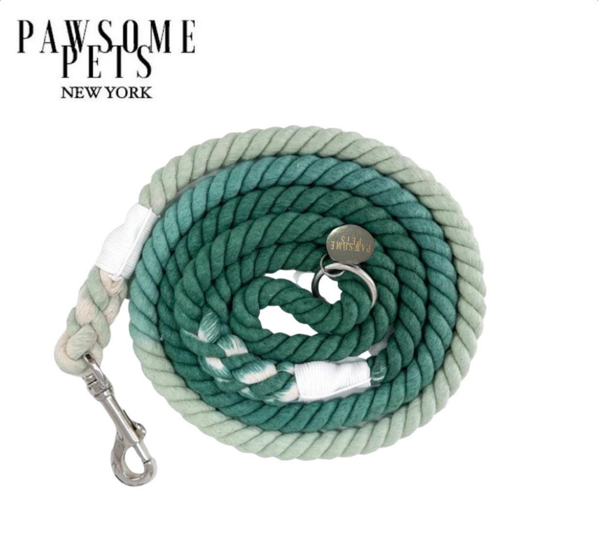 ROPE LEASH - OMBRE VENETIAN GREEN - Pawsomepetsnewyork