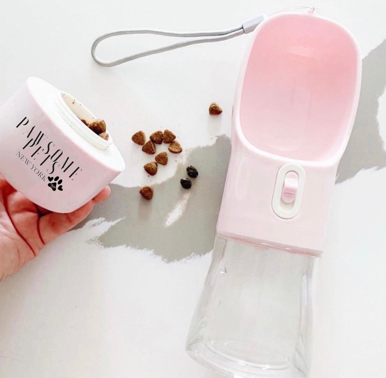 2 IN 1 PORTABLE PET FEEDER - PINK - Pawsomepetsnewyork