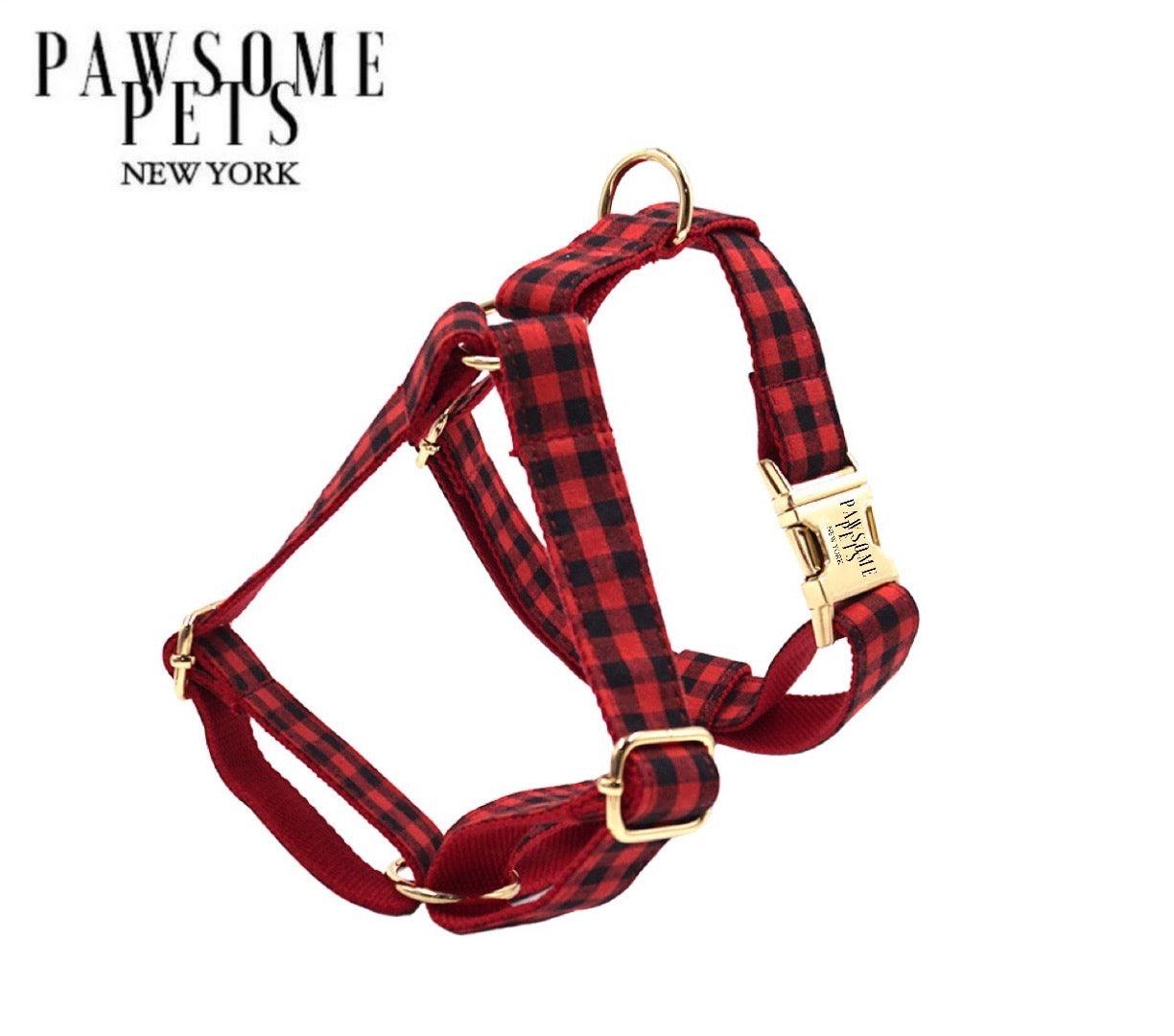 STEP IN HARNESS - RED BLACK STRIPE - Pawsomepetsnewyork