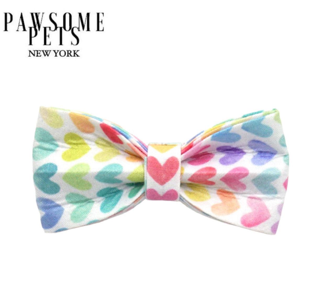 BOWTIE - RAINBOW HEART - Pawsomepetsnewyork