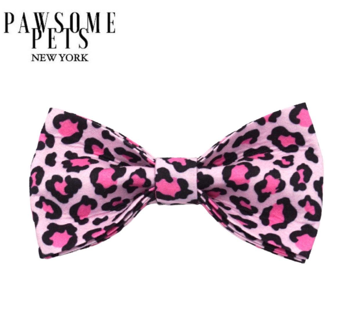 BOWTIE - PINK LEOPARD - Pawsomepetsnewyork