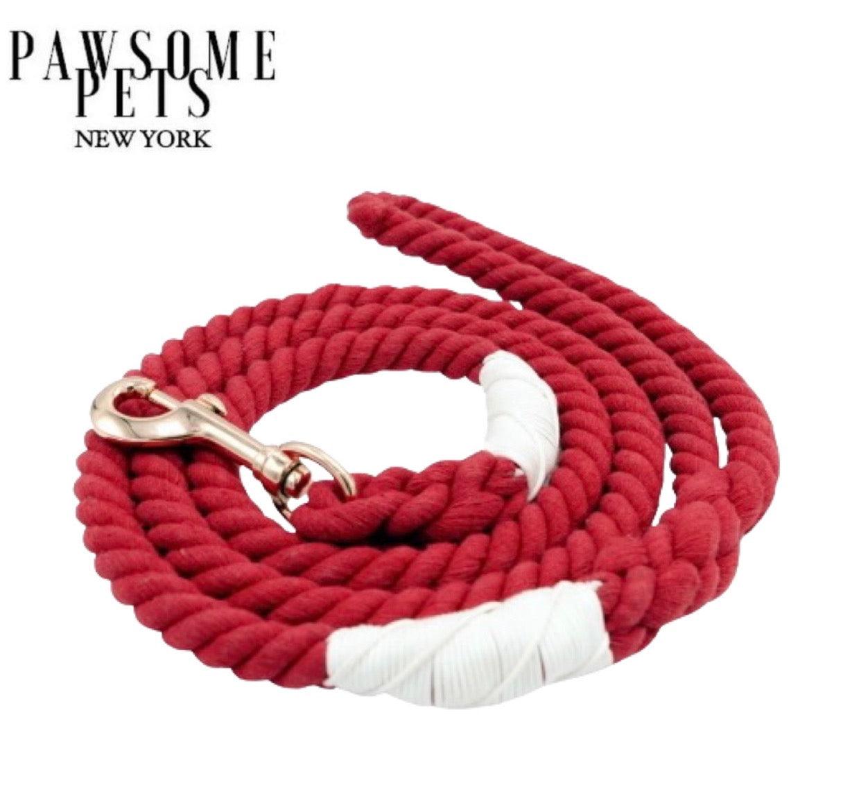 ROPE LEASH - SPAINISH RED - Pawsomepetsnewyork