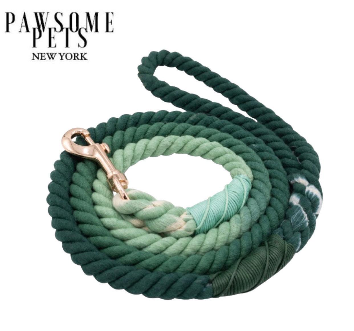 ROPE LEASH - OMBRE DARK GREEN - Pawsomepetsnewyork