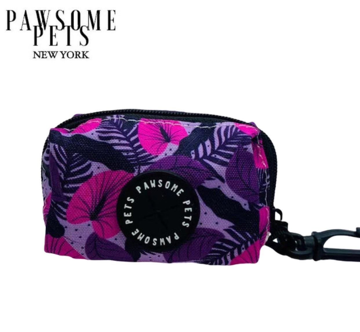 WASTE BAG HOLDER- HAWAII PURPLE FLORAL - Pawsomepetsnewyork