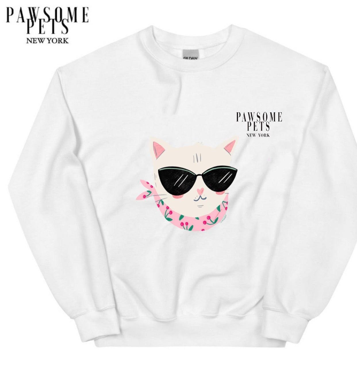SWEATSHIRT - COOL CATS - CHERRIES - Pawsomepetsnewyork