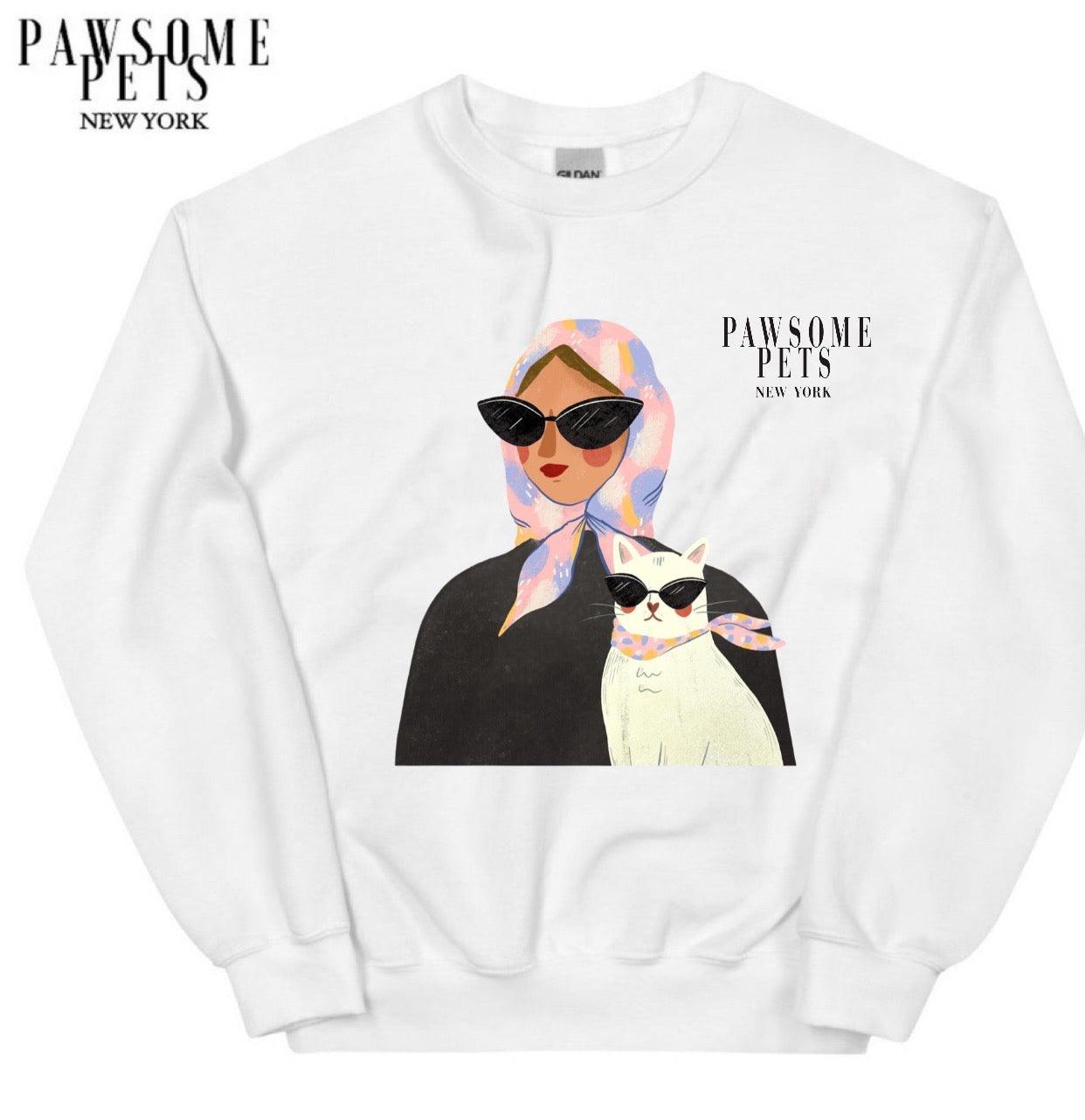 SWEATSHIRT - FASHION WITH CAT - LIGHT PINK - Pawsomepetsnewyork