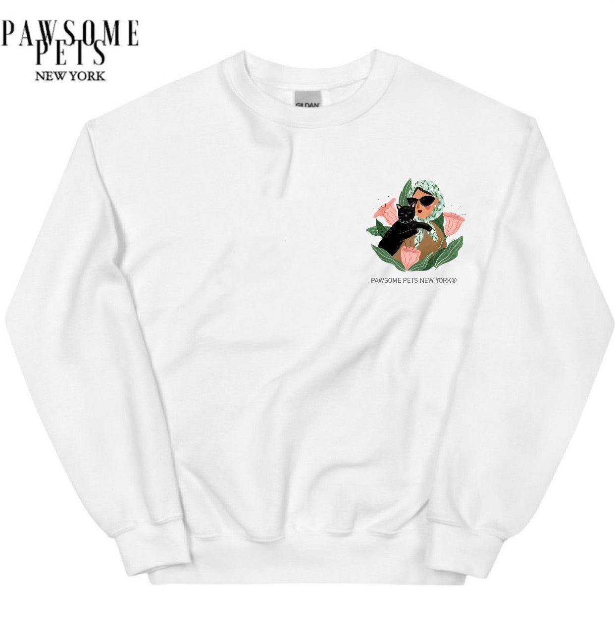 SWEATSHIRT - LADY WITH BLACK CAT(UPPER RIGHT) - Pawsomepetsnewyork