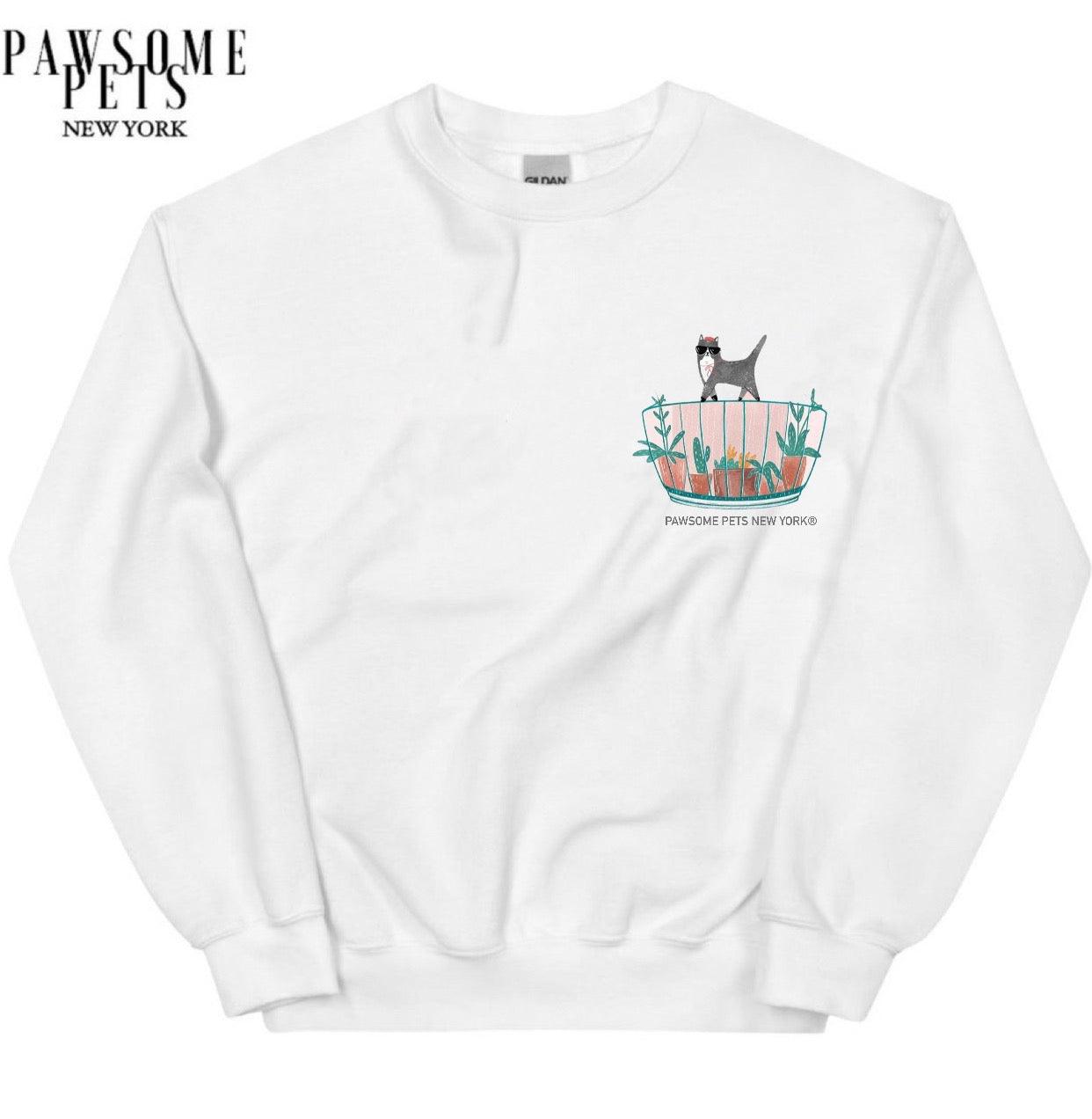 SWEATSHIRT - CAT WITH PLANTS(UPPER RIGHT) - Pawsomepetsnewyork