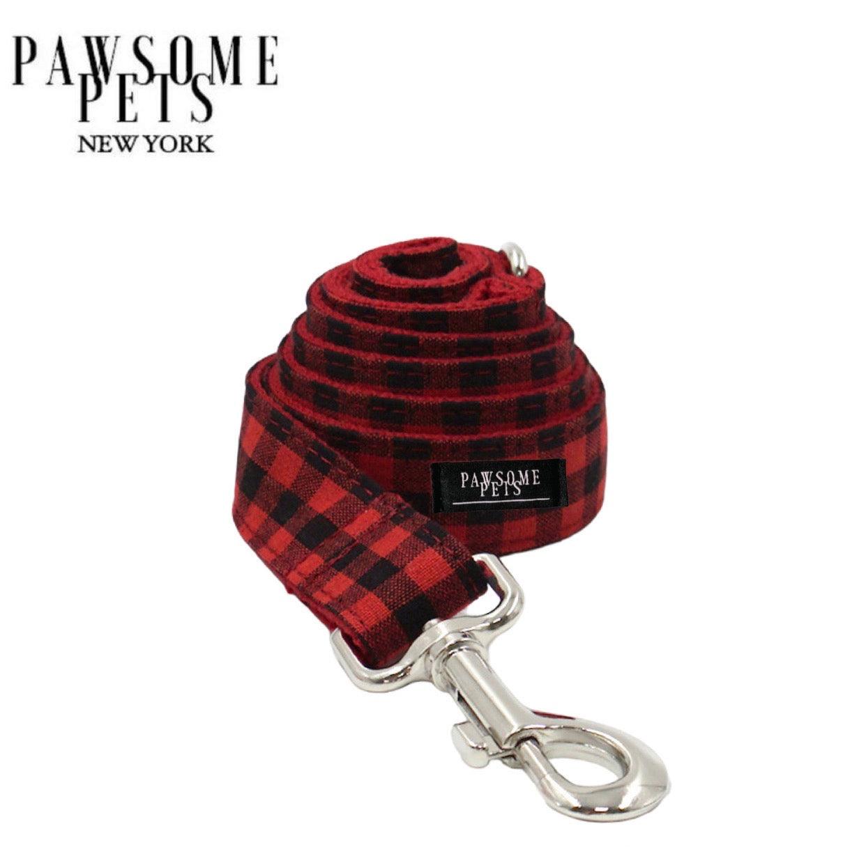 LEASH - RED BLACK STRIPE - Pawsomepetsnewyork