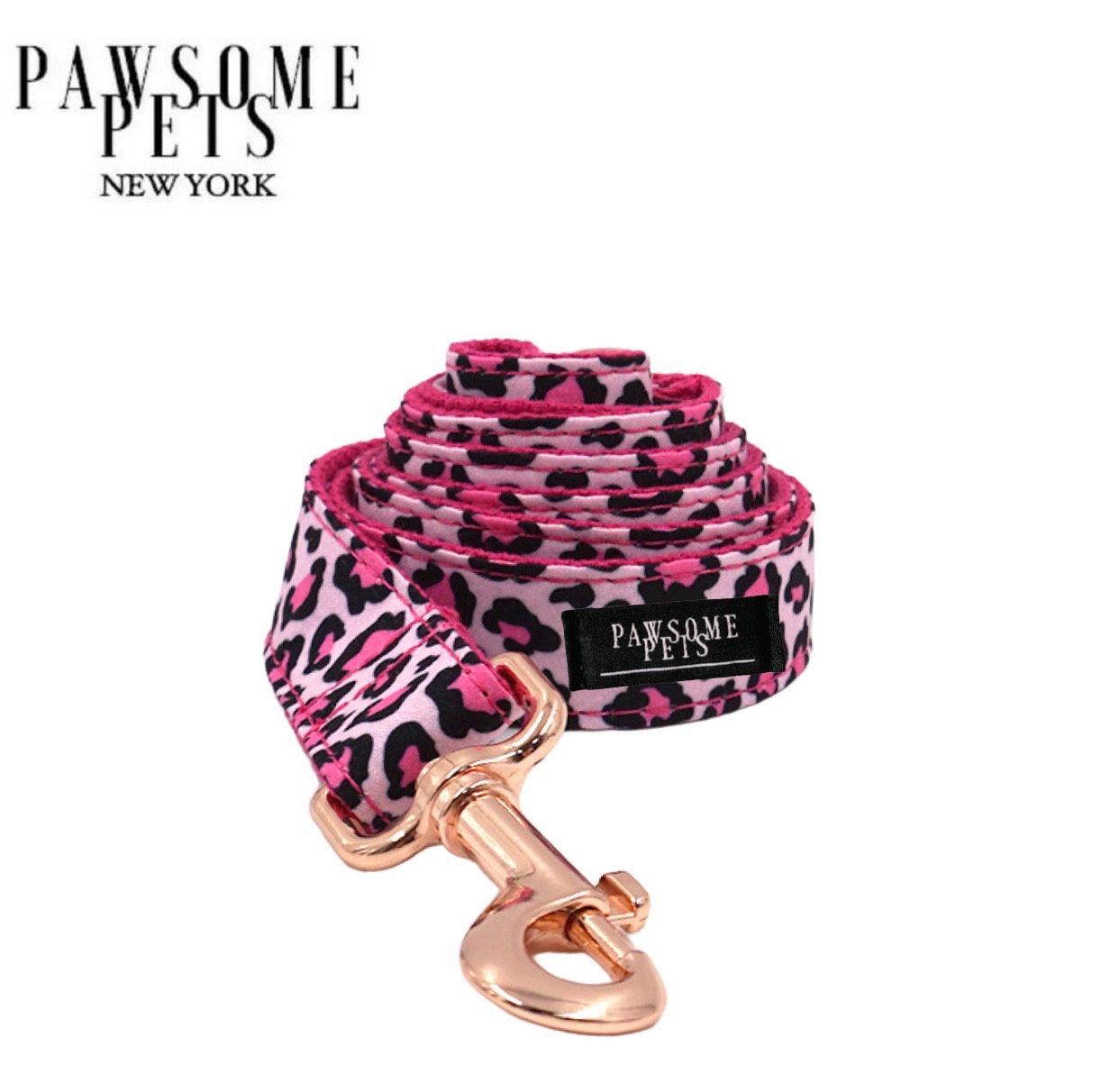 LEASH - PINK LEOPARD - Pawsomepetsnewyork