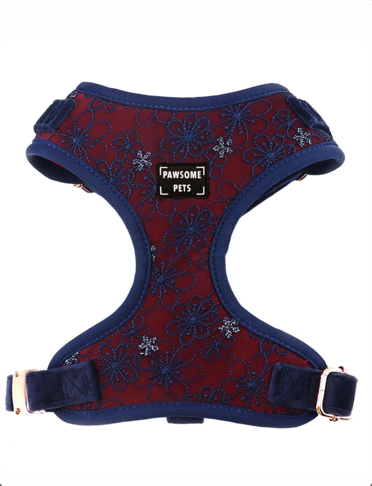 ADJUSTABLE HARNESS - BURGUNDY - Pawsomepetsnewyork