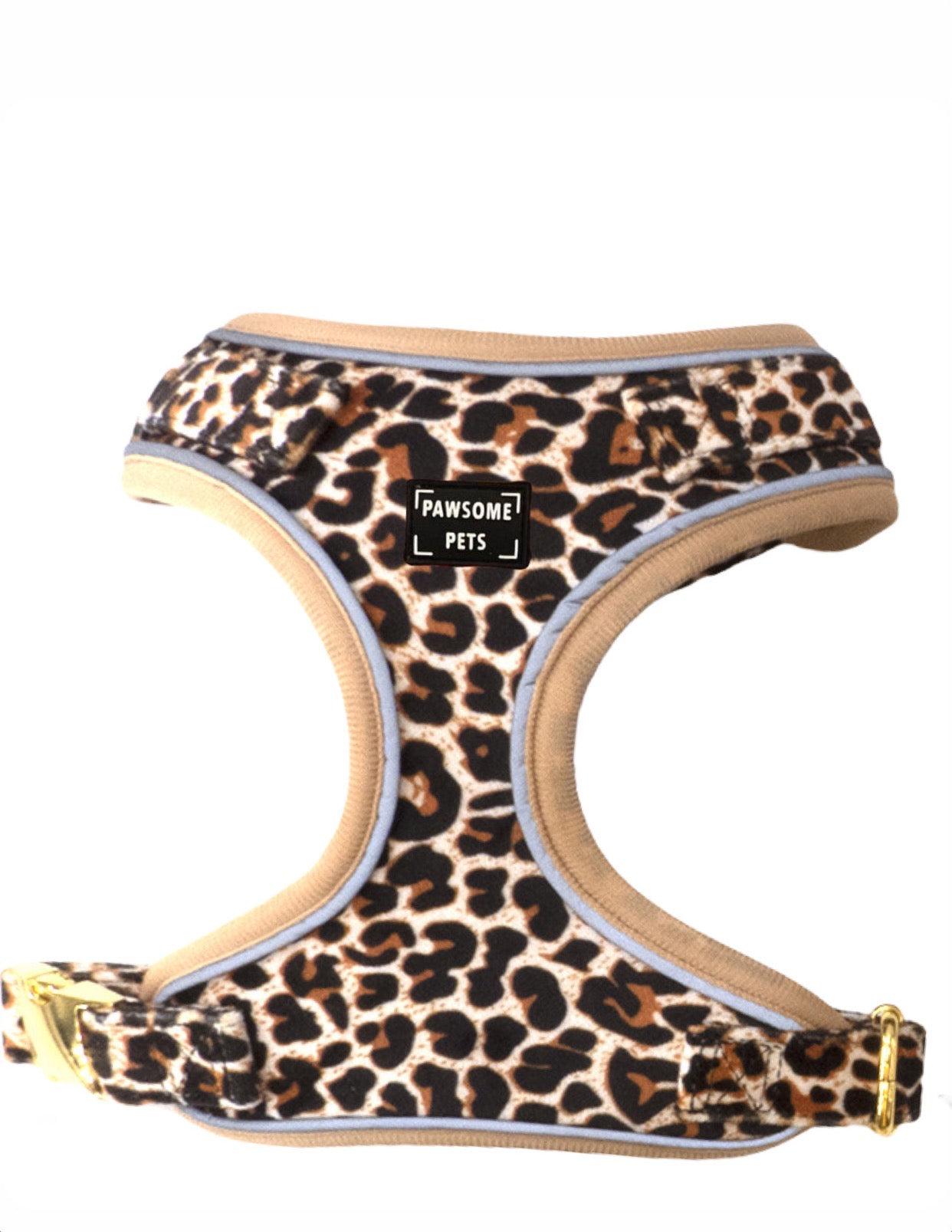 ADJUSTABLE HARNESS - BEIGE LEOPARD - Pawsomepetsnewyork