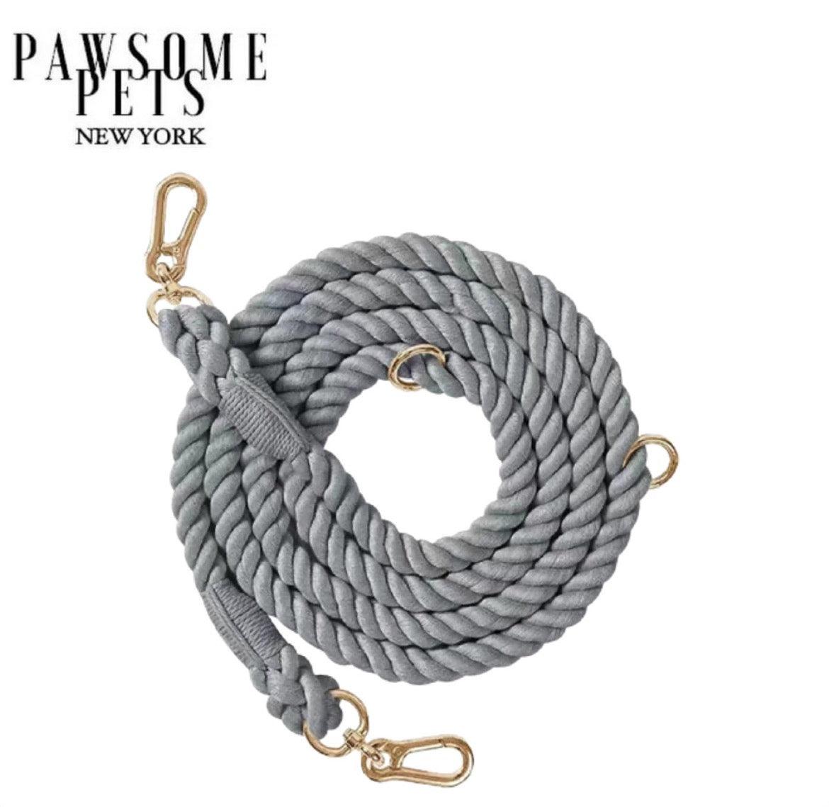 HANDS FREE DOG ROPE LEASH - CHARCOAL - Pawsomepetsnewyork