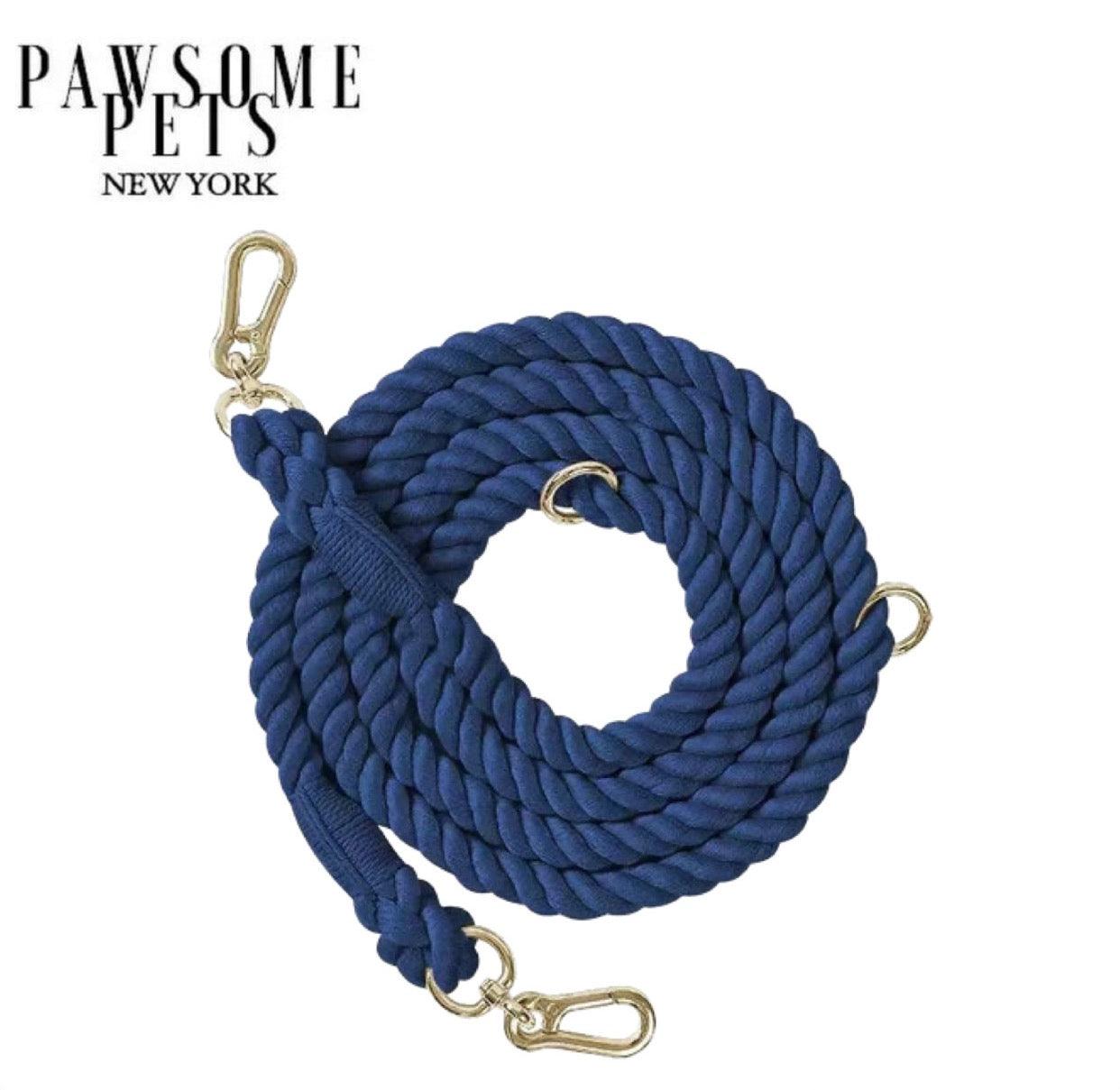HANDS FREE DOG ROPE LEASH - ROYAL BLUE - Pawsomepetsnewyork