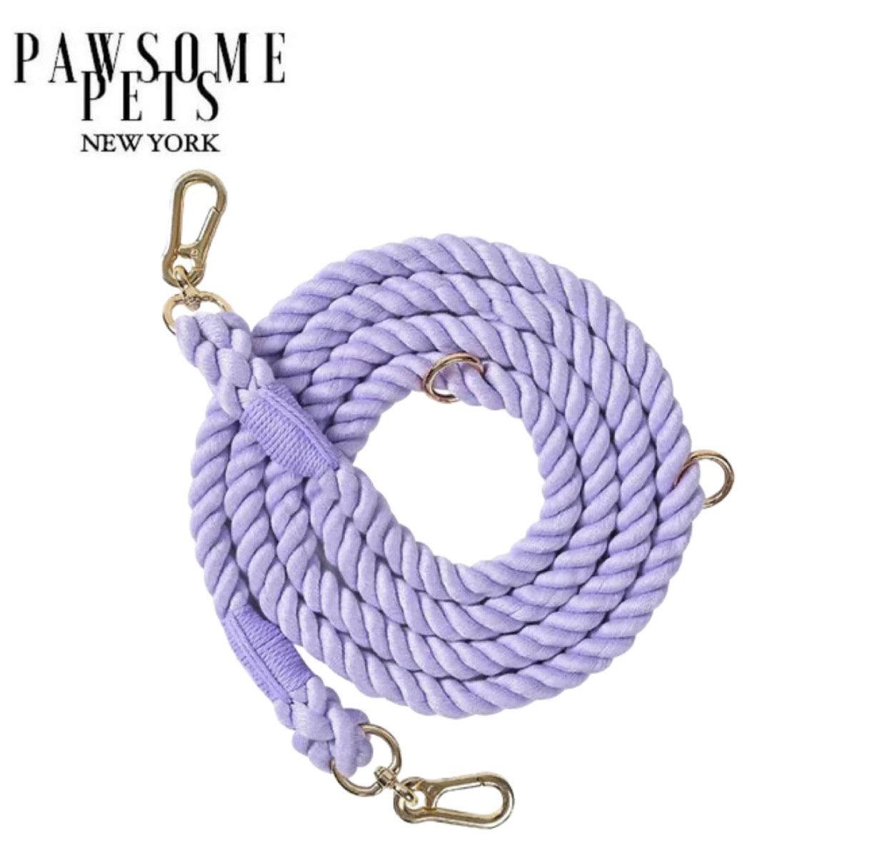 HANDS FREE DOG ROPE LEASH - PURPLE LOVE - Pawsomepetsnewyork