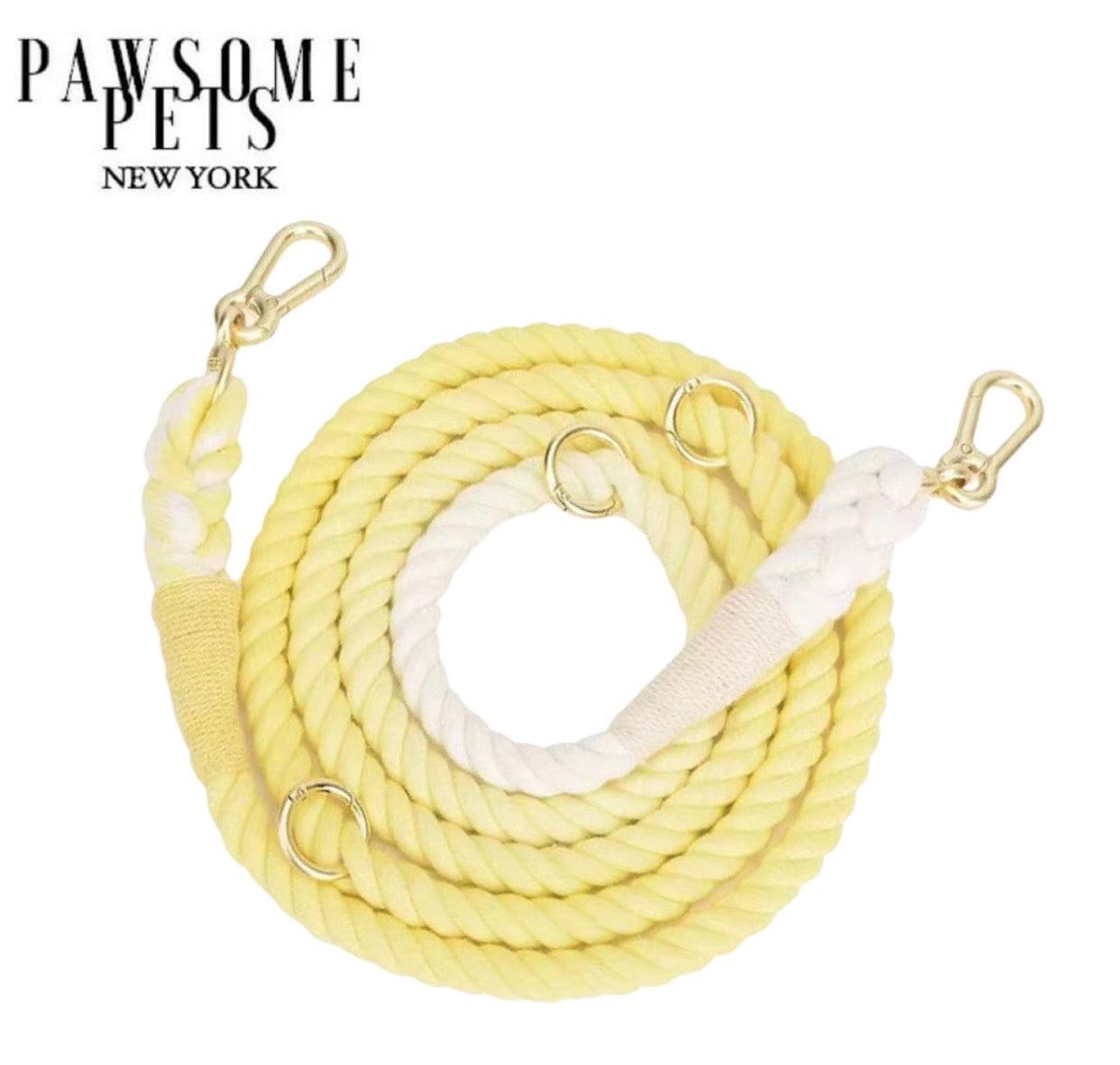 HANDS FREE DOG ROPE LEASH - LEMON SQUEEZE - Pawsomepetsnewyork