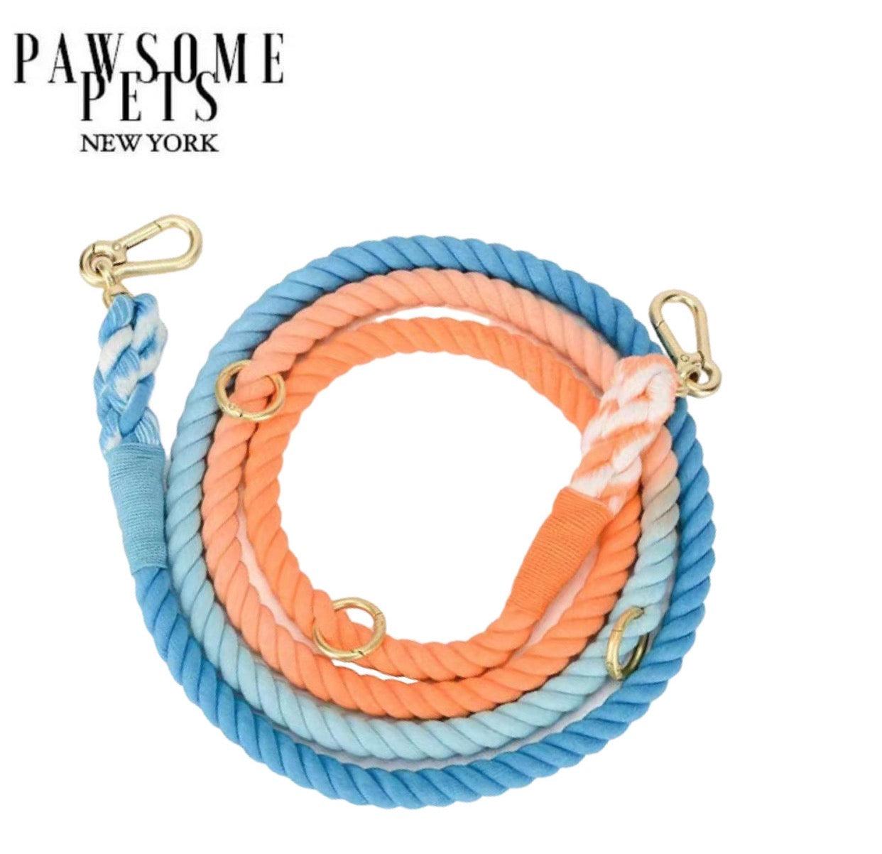 HANDS FREE DOG ROPE LEASH - SUNSET - Pawsomepetsnewyork