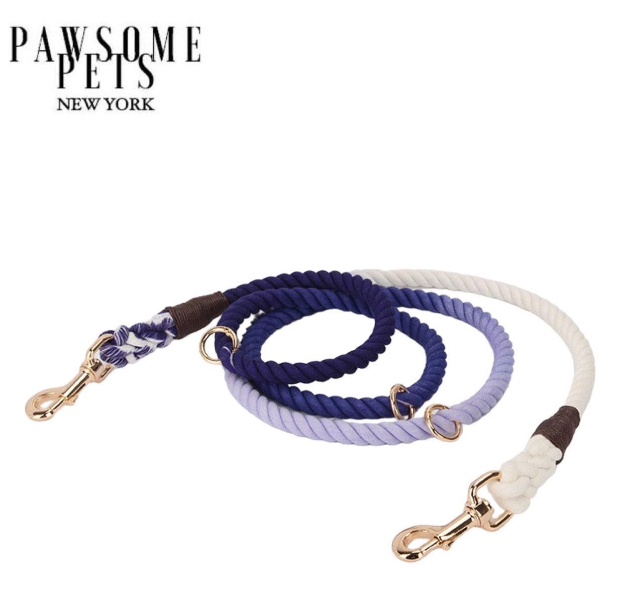 HANDS FREE DOG ROPE LEASH - OMBRE DARK PURPLE - Pawsomepetsnewyork