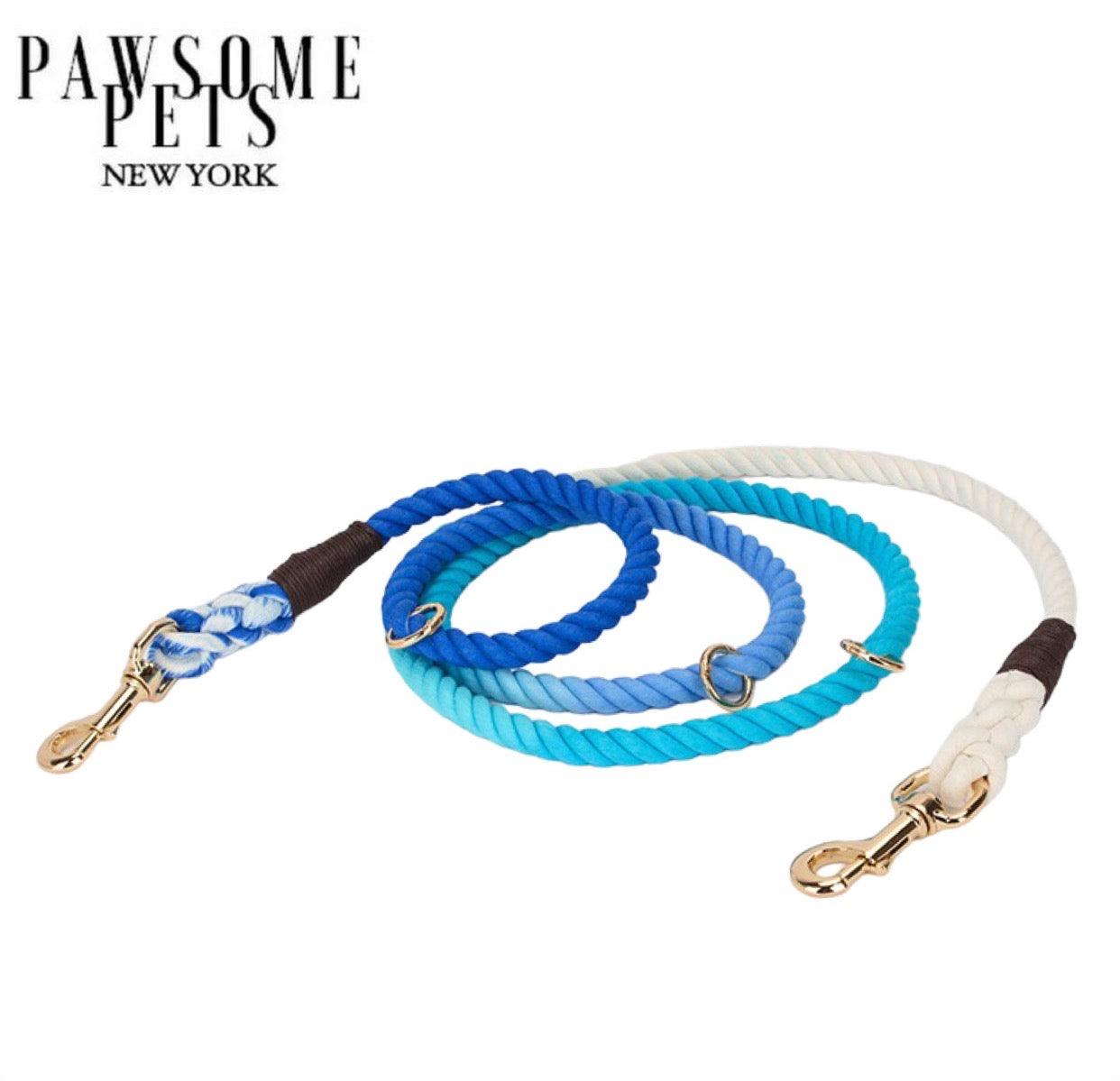 HANDS FREE DOG ROPE LEASH - OMBRE LIGHT BLUE - Pawsomepetsnewyork