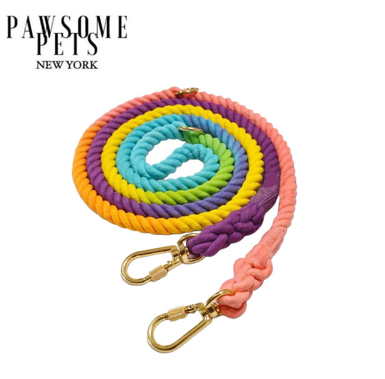HANDS FREE DOG ROPE LEASH - PASTEL - Pawsomepetsnewyork