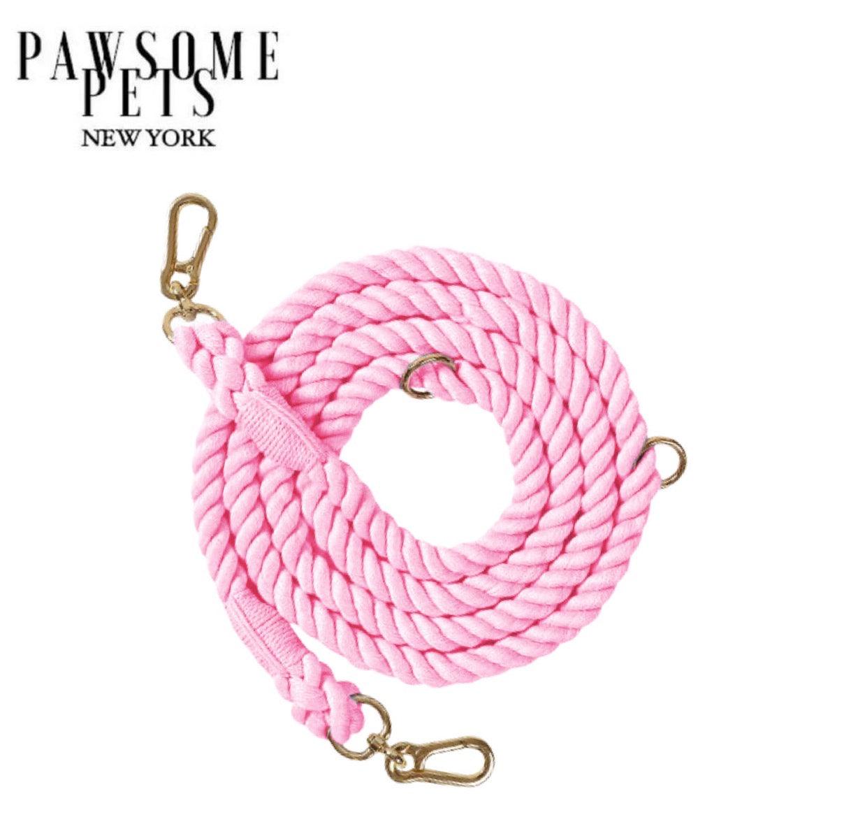HANDS FREE DOG ROPE LEASH - PINK LOVE - Pawsomepetsnewyork