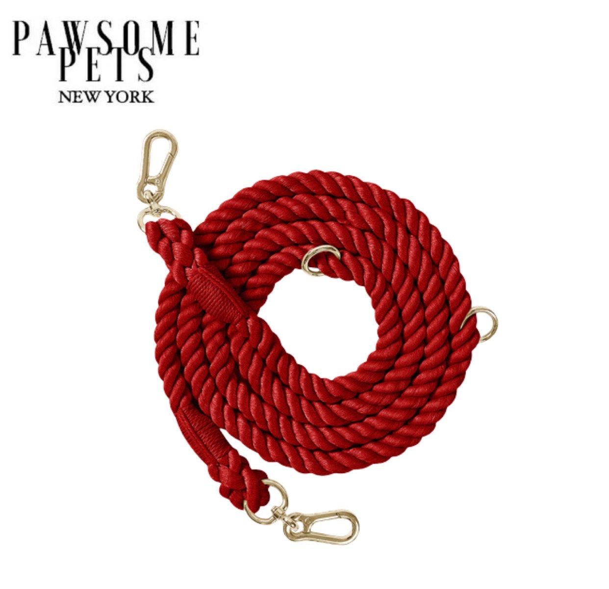 HANDS FREE DOG ROPE LEASH - SPANISH RED - Pawsomepetsnewyork