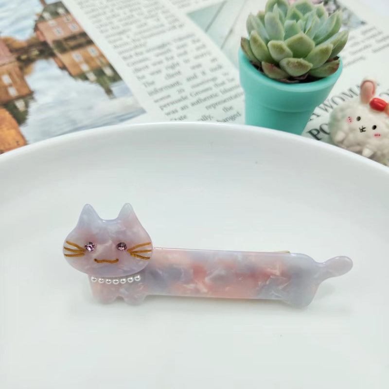 PAWSOME PETS NEW YORK Hand-painted Cat with Pearl Necklace Hair Clip all colors | Eco-Friendly