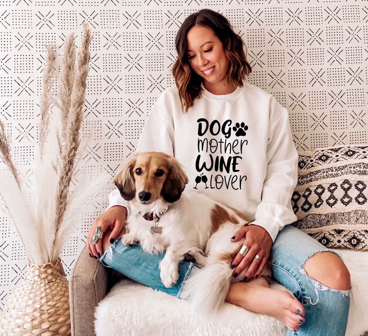 Dogs Mother Wine Lover Sweater - Fur Mama Sweatshirt Gift For Dog Lover Dog Mom Shirt - Dog Mom Sweater - Dog Mom Gift - Dog Lover