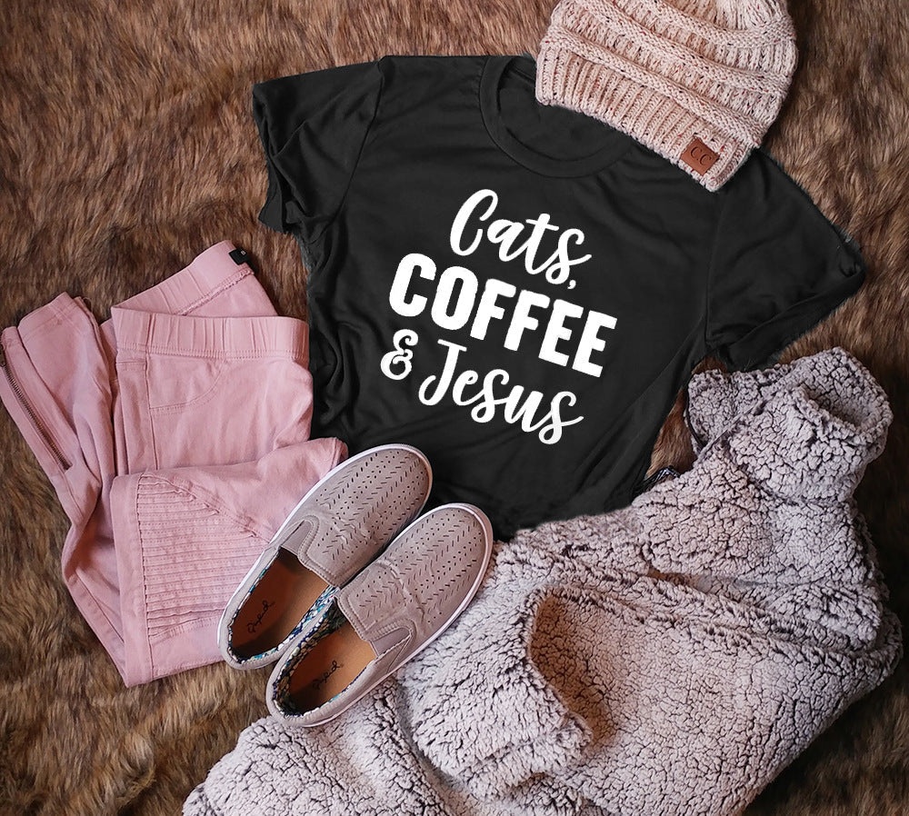 Cats & coffee &Jesus - Cats & Books &Tea Fur Mama T shirt Gift For Cats Lover Dog Mom Shirt - Cats Mom Sweater - Cats Mom Gift -Cats  Lover