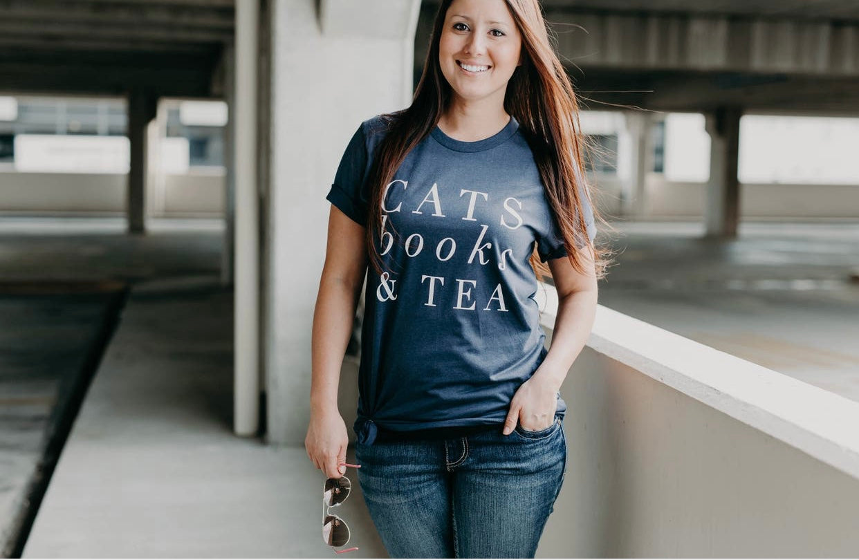 Cats & coffee &Jesus - Cats & Books &Tea Fur Mama T shirt Gift For Cats Lover Dog Mom Shirt - Cats Mom Sweater - Cats Mom Gift -Cats  Lover