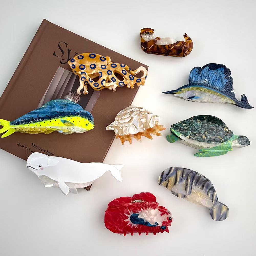 PAWSOME PETS NEW YORK Hand-painted OCEAN Claw Hair Clip | Eco-Friendly