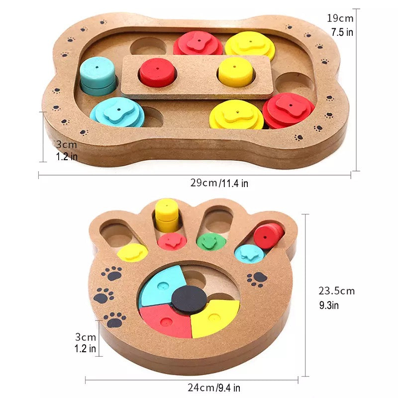 Wood Puzzle Toys Increase IQ Interactive Slow Dispensing Feeder Pet Cat Puppy Training Games FeedingFeeding Food Intelligence Toy