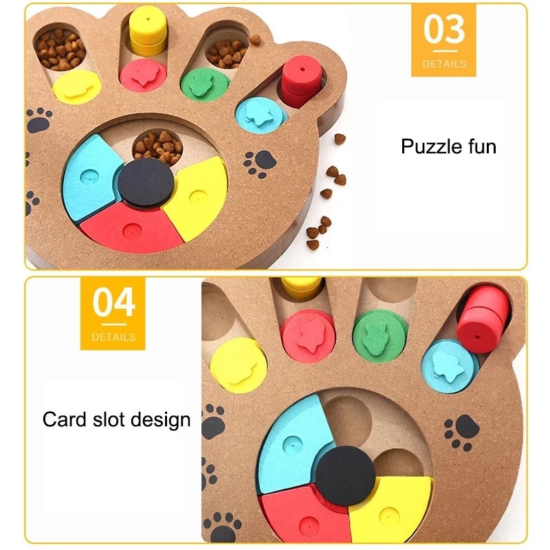 Wood Puzzle Toys Increase IQ Interactive Slow Dispensing Feeder Pet Cat Puppy Training Games FeedingFeeding Food Intelligence Toy