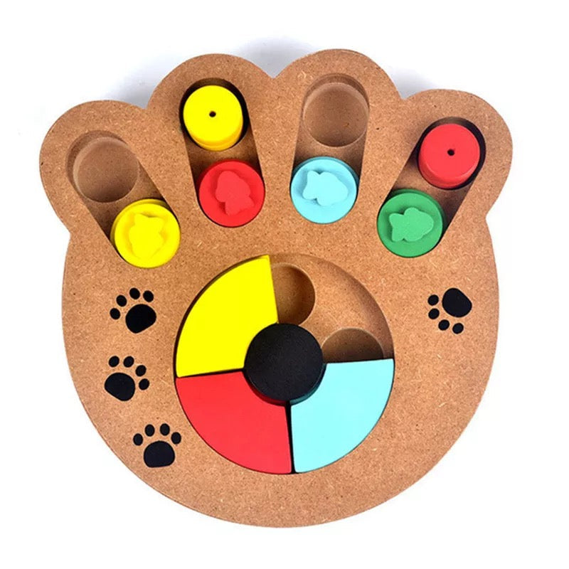 Wood Puzzle Toys Increase IQ Interactive Slow Dispensing Feeder Pet Cat Puppy Training Games FeedingFeeding Food Intelligence Toy