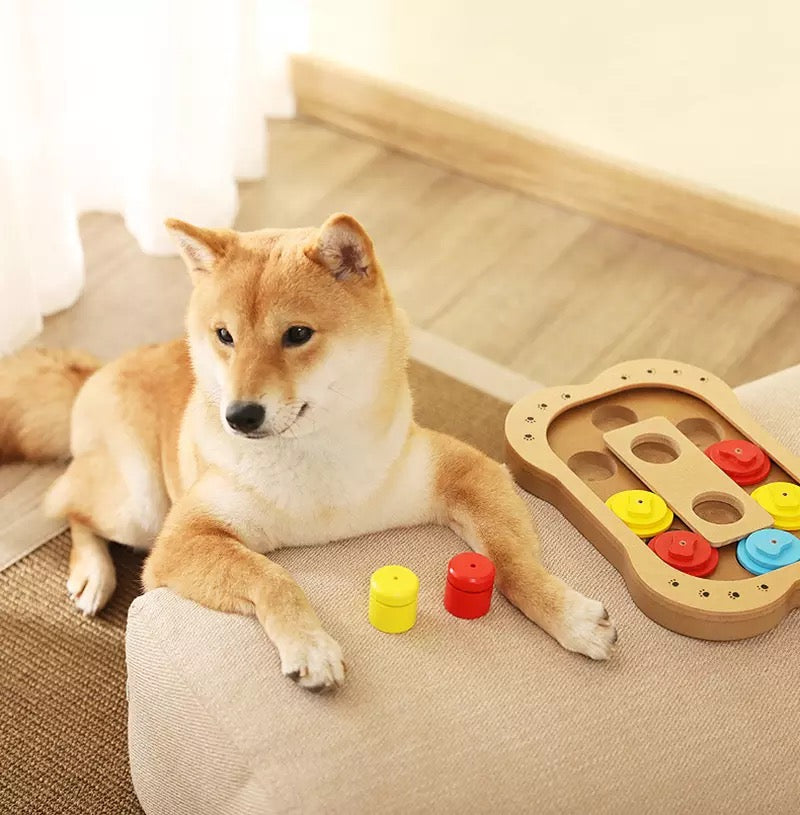 Wood Puzzle Toys Increase IQ Interactive Slow Dispensing Feeder Pet Cat Puppy Training Games FeedingFeeding Food Intelligence Toy