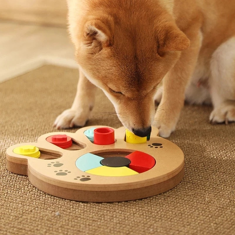 Wood Puzzle Toys Increase IQ Interactive Slow Dispensing Feeder Pet Cat Puppy Training Games FeedingFeeding Food Intelligence Toy