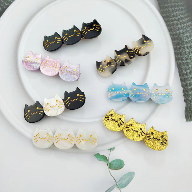 PAWSOME PETS NEW YORK Hand-painted Three Cats Together Hair Clip all colors | Eco-Friendly